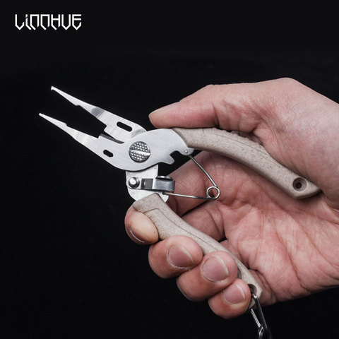 LINNHUE Stainless Steel Multifunctional Fishing Pliers Hook Remover Line Cutter Fishing Tackle Grip Split Ring Pliers pesca ► Photo 1/6