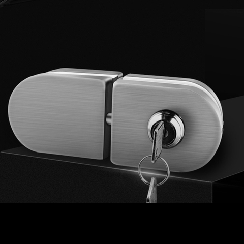 Stainless Steel Glass Door Lock Anti-Theft Security Lock with Frameless Push Sliding Gate Lock Brushed With 2 Keys Double Swing ► Photo 1/1