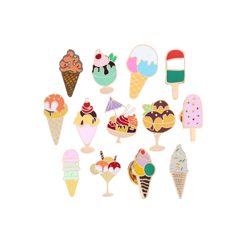 13 style cute ice cream cartoon pins women brooches candy color sweet popsicle badge sweater lapel kids gift accessories party ► Photo 1/6