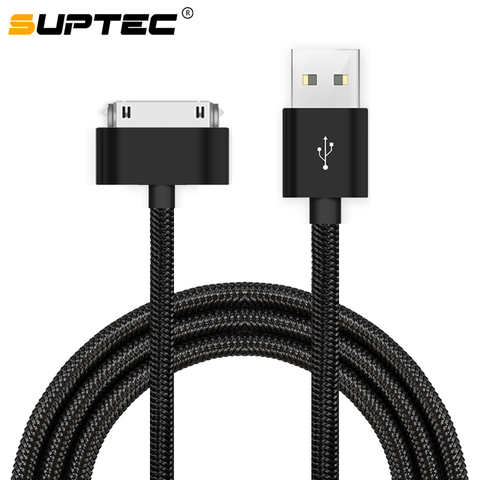 SUPTEC 30 Pin USB Cable for iPhone 4s 4 Metal Plug Nylon Braided Wire Charger Cable Fast Charging Data Sync Cord for iPad 2 2M ► Photo 1/6