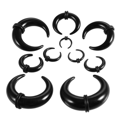 2pcs/lot Acrylic C Sahpe Buffalo Ear Pincher Septum Rings Piercing Black Ear Taper Stretcher with O-Rings Jewelry 1.6mm-14mm ► Photo 1/6