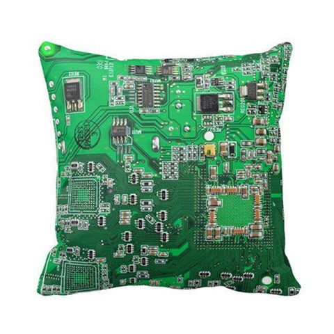 Computer Geek Circuit Board - green Throw Pillow Case Personalized 18x18 Inch Square Cotton Throw Pillow Case Decor Cushion Cove ► Photo 1/1