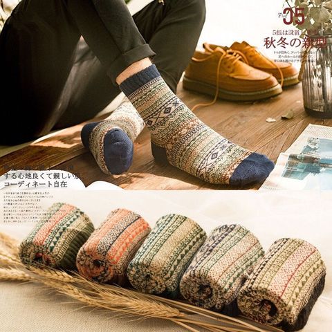 1 Pair Mens Harajuku Style Fashion Soft Thick Cashmere Casual Socks Rabbit Wool Mixture Yarn Warm Winter Comfortable Socks ► Photo 1/6