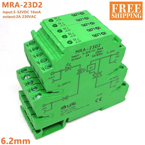 5PCS MRA-23D2 Mini 6.2mm 2A Input: 3-32V DC Solid State Relay Relay Module ► Photo 1/2