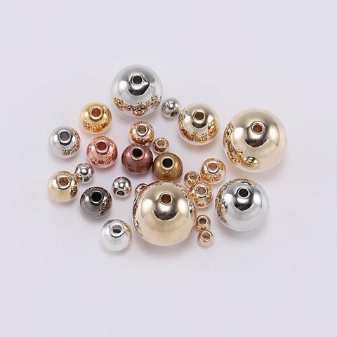 100pcs/bag With Hole CCB Copper Coated Beads 3/4/5/6/8/10/12MM Round Plastic Acrylic Spacer Bead for DIY Jewelry Making Findings ► Photo 1/6