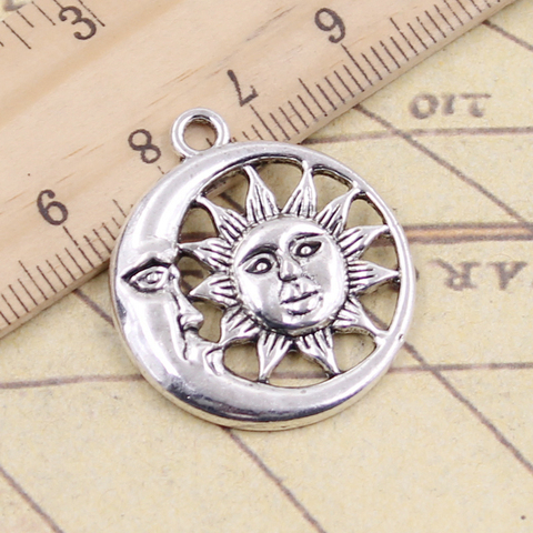 10pcs Charms Sun Moon 28x24mm Tibetan Bronze Silver Color Pendants Antique Jewelry Making DIY Handmade Craft ► Photo 1/3