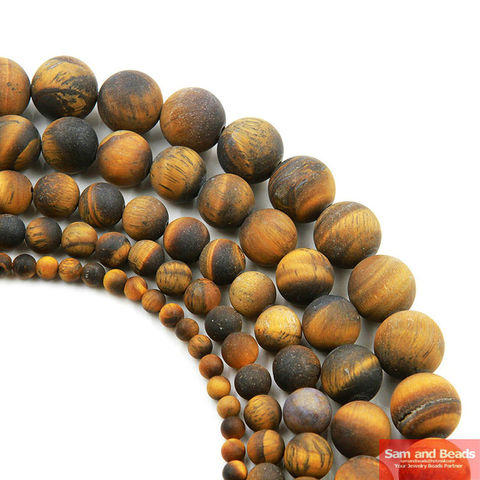 Free Shipping Natural Stone Dull Polish Matte Brown Gold Tiger Eye Agata Round Beads 4-12mm Pick Size For Jewelry Making MYTB01 ► Photo 1/1