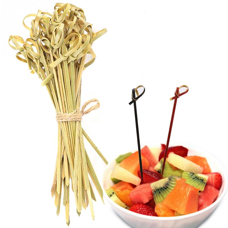 100X Bamboo Knot Skewers Cocktail Sticks Ideal Canape Buffet Party Tableware HA 