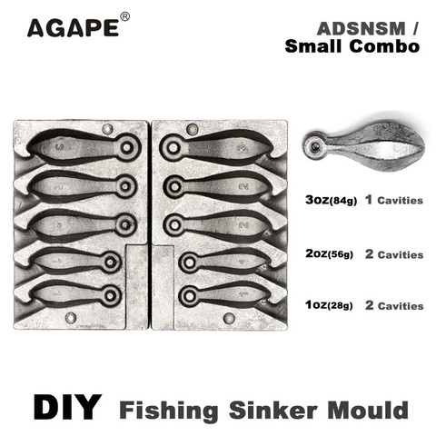 Agape DIY Fishing Snapper Sinker Mould ADSNSM/Small Combo Snapper Sinker 28g 56g 84g 5 Cavities ► Photo 1/5