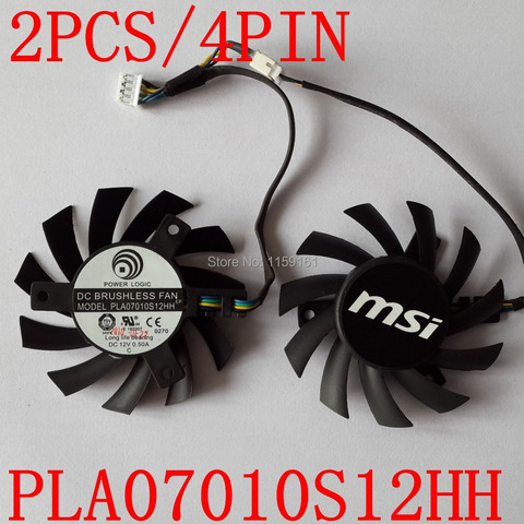 Free Shipping 2pcs/lot  MSI R5770 6770  N450GTS HAWK graphics card  fan PLA07010S12HH 65mm 12V 0.5A ► Photo 1/3