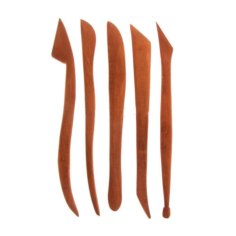 5 pieces of Red Clay Sculpture Wooden Knife Pottery Ceramic Molding Tool Clay Sculpture Shaping Wooden Knife Practical ► Photo 1/6