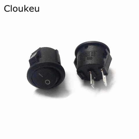 5* Small Round Black 2-Pin 2-Files 3A/250V 6A/125V Rocker Switch Seesaw Power Switch ► Photo 1/2