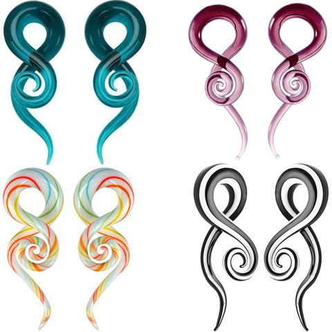 One Pair Pyrex Glass Ear Spiral Taper Gauge Ear Plug Stretching Expander Piercing Glass Gauge Body Jewelry Piercing ► Photo 1/6