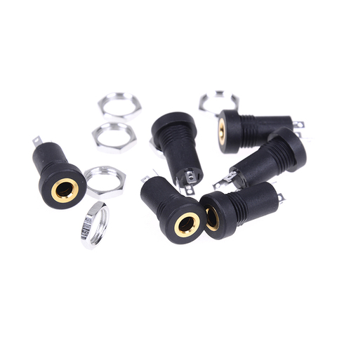 2Pcs/lot 3.5MM Audio Jack Socket 3 Pole Black Stereo Solder Panel Mount With Nuts Connector ► Photo 1/6