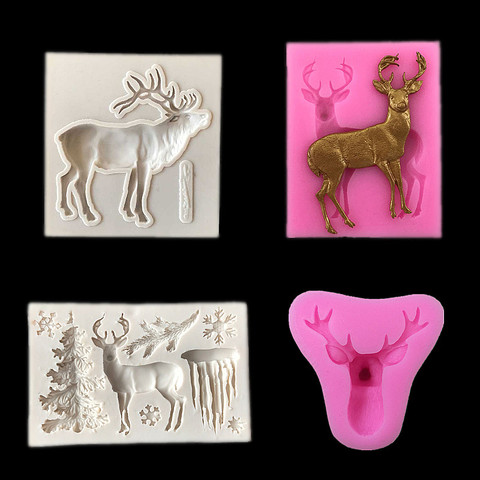 Elk Shape Fondant Cake Silicone Mold Christmas Chocolate Candy Molds Cookies Pastry Biscuits Mould Baking Cake Decoration Tools ► Photo 1/6
