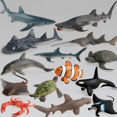 Ocean Sea Life Simulation Animal Model Sets Shark Whale Turtle Crab Dolphin Action Toys Figures Kids Educational Collection Gift ► Photo 1/6