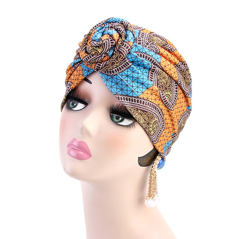 New Women Turban African Pattern Knot Headwrap Fashion Warm Bandana Hats Ladies Chemo Cap Bandanas Hair Accessories ► Photo 1/6