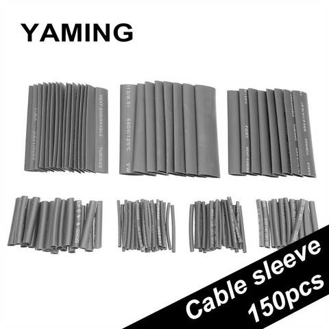 150pcs Black Heat Shrink Tube Environmental Protection Group Combine Car Cable Sleeving Assortment Wrap Wire Kit ► Photo 1/1