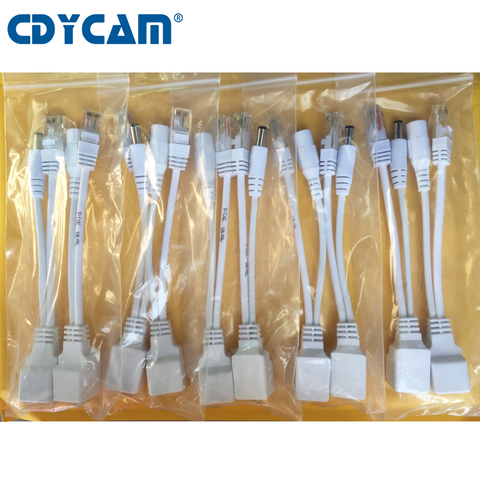 Cdycam 10pcs(5pair) POE Splitter POE Switch POE Cable adapter Tape Screened 5V 12V 24V 48V Power Supply Cable 5.5*2.1mm POE7005 ► Photo 1/6