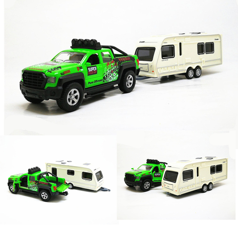 High simulation Pickup truck rv 1:36 scale alloy pull back Trailer yacht cars musical flashing collection model free shipping ► Photo 1/6