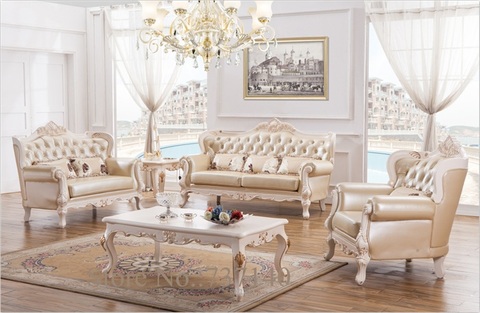 Baroque Living Room Furniture Sofa Set, Furniture Sofa Set Leather