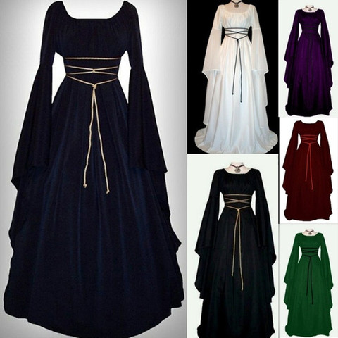 New Women Fashion Vintage Style Women Medieval Dress Gothic Dress Floor Length Women Cosplay Dress Retro Long Gown Dress ► Photo 1/6