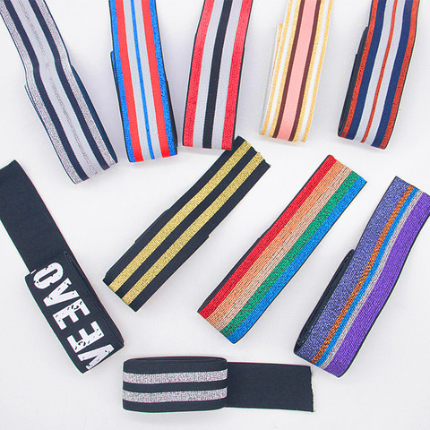 40MM Nylon Colorful Stripe Elastic Bands DIY Belt Ribbon Dress Pants Shoes Clothing Rubber 4cm Webbing Garment Sewing Accessory ► Photo 1/6