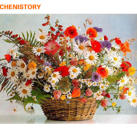 CHENISTORY Frame Vivid Flowers DIY Painting By Numbers Handpainted Oil Painting Acrylic Paint On Canvas For Home Decor 60x75cm ► Photo 1/6