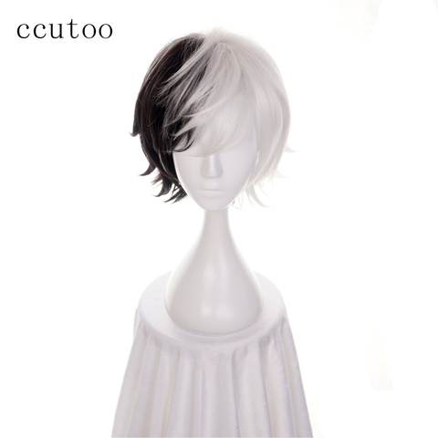 Price History Review On Ccutoo 12 Half Black And White Short Synthetic Hair Heat Resistance Fiber Cosplay Wig Bungo Stray Dogs Kyuusaku Yumeno Aliexpress Seller Wig Zone Of Cosplay