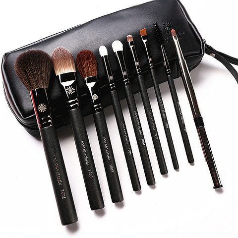 High end Korean Style 9Pcs/Set Makeup Brushes Professional Pearly Handle Goat Hair Make up Brush Kit with Leather Case Gift ► Photo 1/6