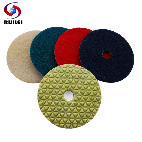 RIJILEI 7Pcs/Lot 100mm Dry Polishing Pad 4 Inch Marble Polishing Pads Diamond Polishing Pads Use for Floor Granite DPD01 ► Photo 1/6