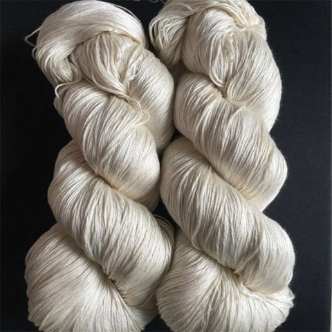pure silk yarn  undyed silk yarn natural 100% mumberry silk  hand knitting  yarn  raw white  silk 120 ► Photo 1/1