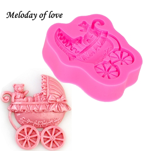 Bear Baby carriage car bows soap mould  DIY fondant baking cake decorating tools silicone mold T0088 ► Photo 1/6