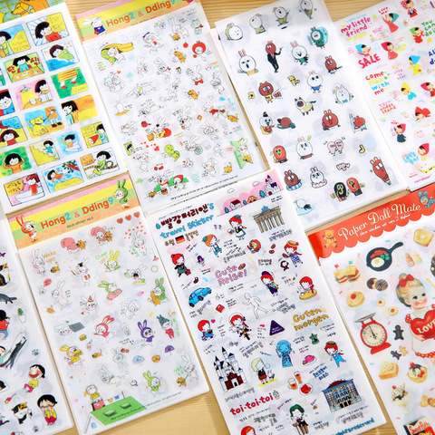 6pcs/lot Creative Cat girl Rabbit Decorative Stickers For Phone Diary Sticker Scrapbook Decoration PVC Stationery Stickers ► Photo 1/5