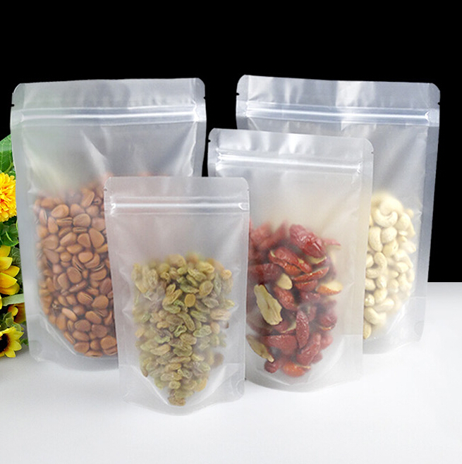 Matte Stand Up Clear Plastic Zip Lock Bags Food Pouches Packaging Resealable