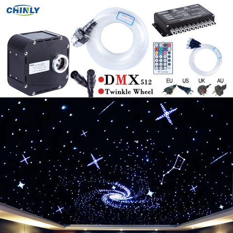 50W DMX512 Supported Twinkle RGBW Fiber Optic Lights Kit Ceiling Meteor Starry Sky Effect 400 to 835 stands 4-5m Optical Cable ► Photo 1/6