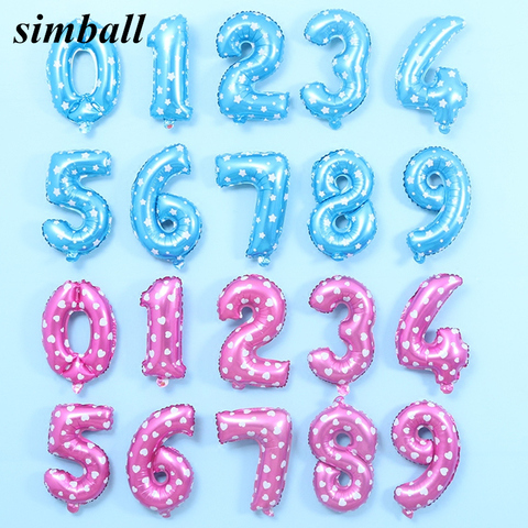 16 Inch 40 Inch Pink Blue 0-9 Number Foil Balloons Digit Helium Balloons Birthday Wedding Decor Air Baloons Event Party Supplies ► Photo 1/6