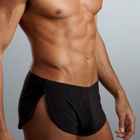 JOCKMAIL Nylon Ice Silk Lounge Shorts Men's Boxers Sexy Side Split Underwear