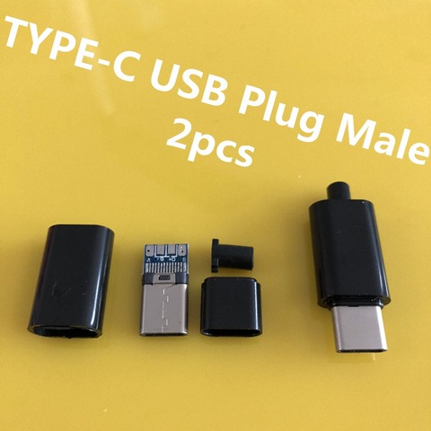 2PCS/LOT YT2156  TYPE-C USB Plug Male connector Black/White  welding Data OTG line interface  DIY data cable accessories ► Photo 1/3