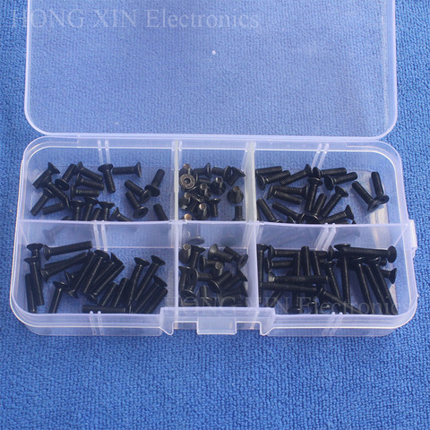 120pcs/set Assortment Kit M3 Black Screws Set Alloy Steel Flat Head Hex Socket Screw Bolt Hardware ► Photo 1/1