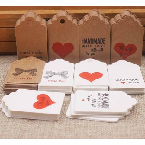5*3cm DIY Made with love wedding tag card scallop heart shape valentines days gift /crafts/bakery /candy tag label 100opc/lot ► Photo 1/6