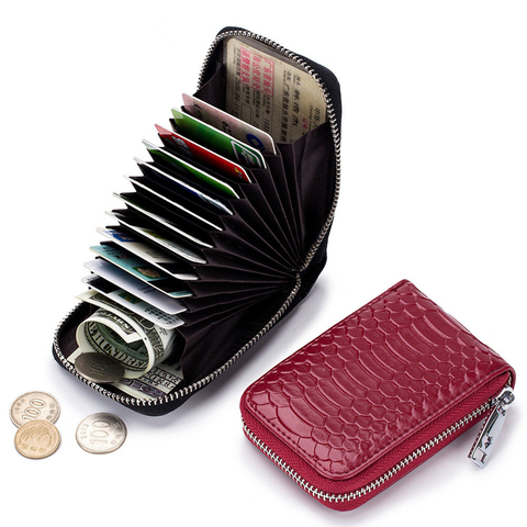 Business Card Holder Wallet Women/men Red/purple/black/coffee/blue 12 Bits ID/Credit Card Holder Female Leather Card Case Wallet ► Photo 1/6