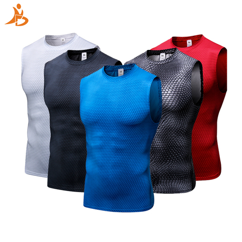2022 High Elastic Men's Compression Tights Gym Tank Top Quick Dry Sleeveless Sport Shirt Mens Vest Sport Tee Cool Running Vest ► Photo 1/6