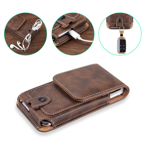 Universal Pouch Leather phone Case For iphone6 XS X 7 8plus Waist Bag Magnetic holster Belt Clip phone cover for redmi note 8pro ► Photo 1/6