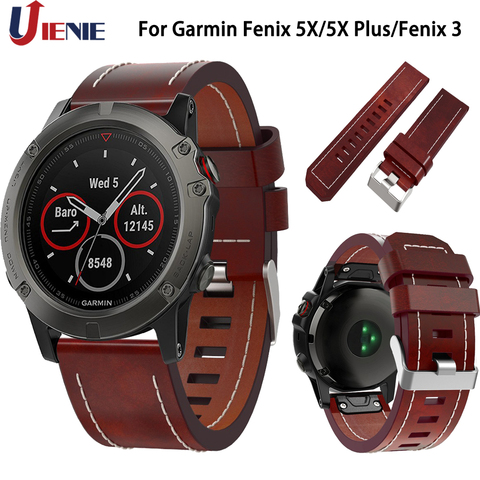 Leather Watchband Strap for Garmin Fenix 6X/5X/5X Plus/3/3HR Smart Watch Band 26mm Quick Fit Replace Wrist Bracelet for Fenix 5X ► Photo 1/6
