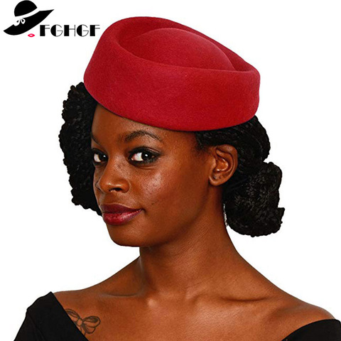 Wool Air Hostesses Pillbox Hat Millinery Making Fascinater Base Stewardess Oval Retro Cocktail Party Wedding Church Hats ► Photo 1/6
