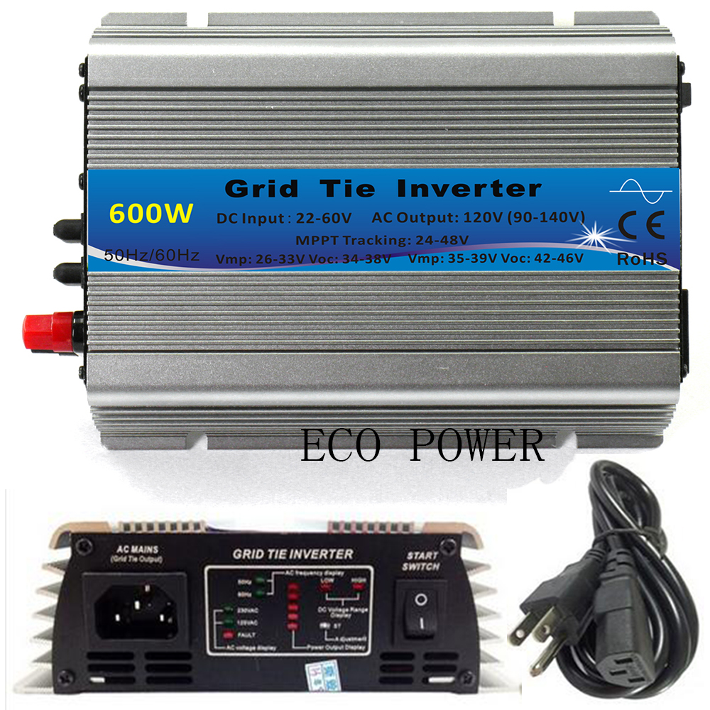 600W Solar Grid Tie Inverter  Pure Sine Wave DC 22-60V To AC 110V/220V MPPT 