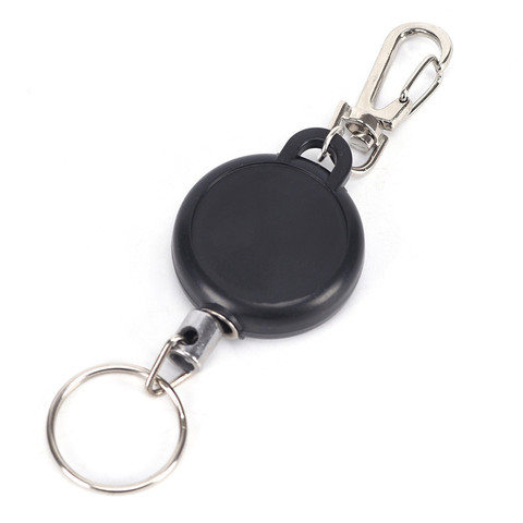 Black Wire Rope Keychain 60cm Badge Reel Retractable Recoil Anti Lost Yoyo Ski Pass ID Card Holder Key Ring Keyring Steel Cord ► Photo 1/6
