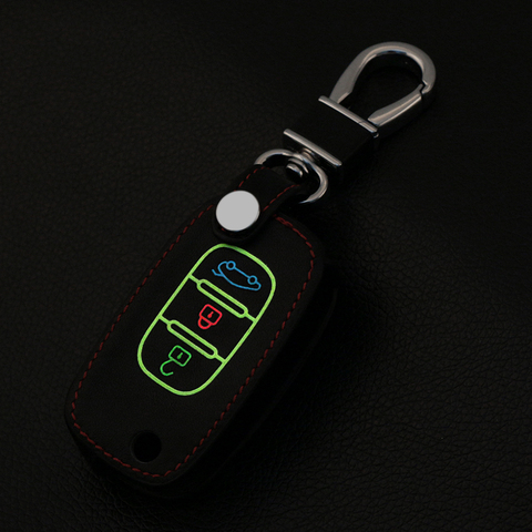 Luminous Car Flip keys Leather Cases Fob Cover For LADA Sedan Largus Kalina Granta Vesta X-Ray XRay Folding Keychain Key Ring ► Photo 1/6
