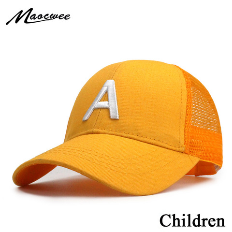 Cute Children Baseball caps Baby Girls Sun Visor Hats Boys Snapback Letter Embroidery Kids Summer mesh Cap 